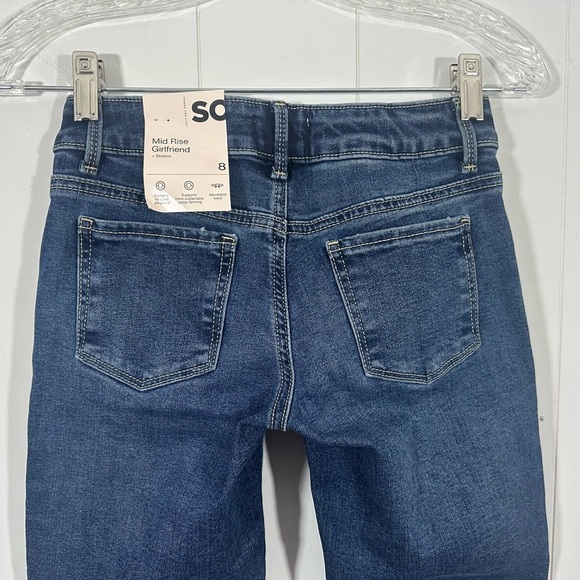 NWT SO Girls Mid Rise Girlfriend Stretch Capris Denim Jeans Adj Waist Sz 8 - Picture 4 of 8